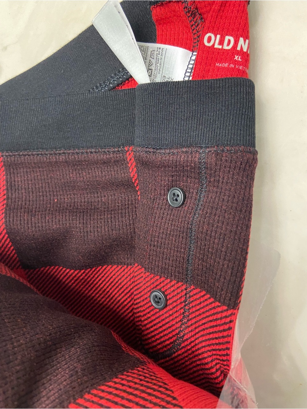 Old Navy Red and Black Plaid Thermal Pajama Pants (XL) - Picture 5 of 5